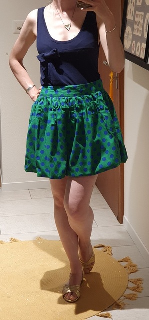 Jupe verte à pois