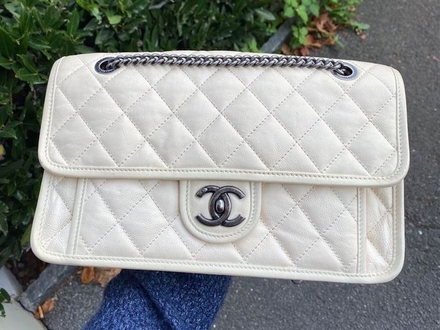 Chanel French Riviera Flap Caviar Leather in white